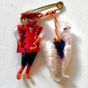Hand Made brooch/pin boy with llama from South America
